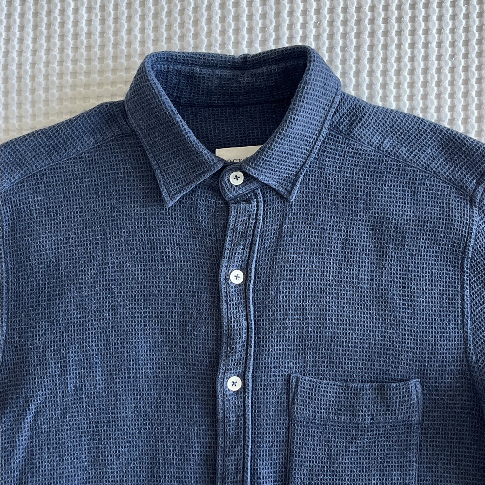 Sezane Octobre Edition Lars Waffle Shirt Mottled Blue